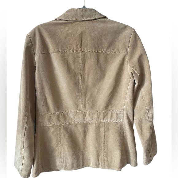 Vintage Suede Zip Front Jacket with Zip Pockets, Buff, Cream, Tan, Fully lined M - Picture 3 of 16